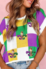 Load image into Gallery viewer, Mardi Gras Color Block Sweater
