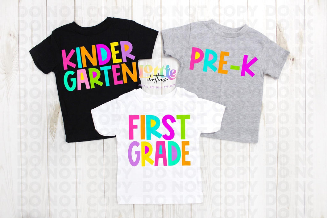 School Grade Tees - Toddler Sizes Only